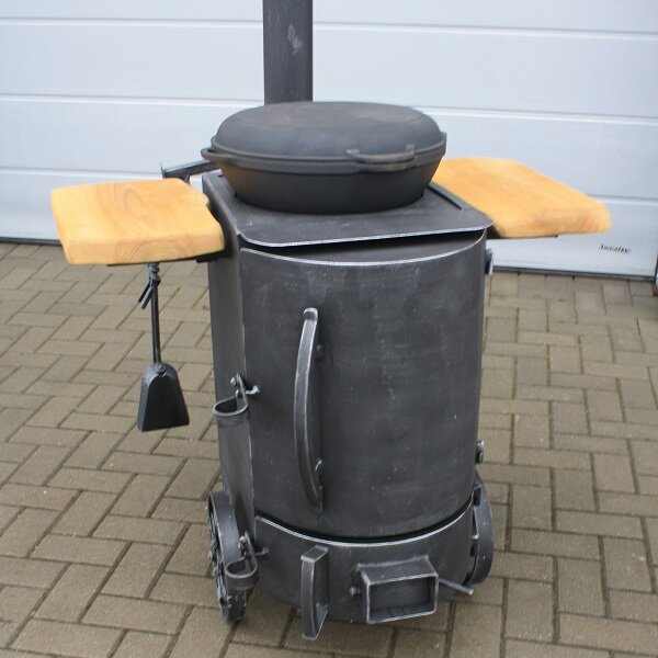 Классическая печь для казана с двумя столиками - огнеупорная краска - фотография № 1
