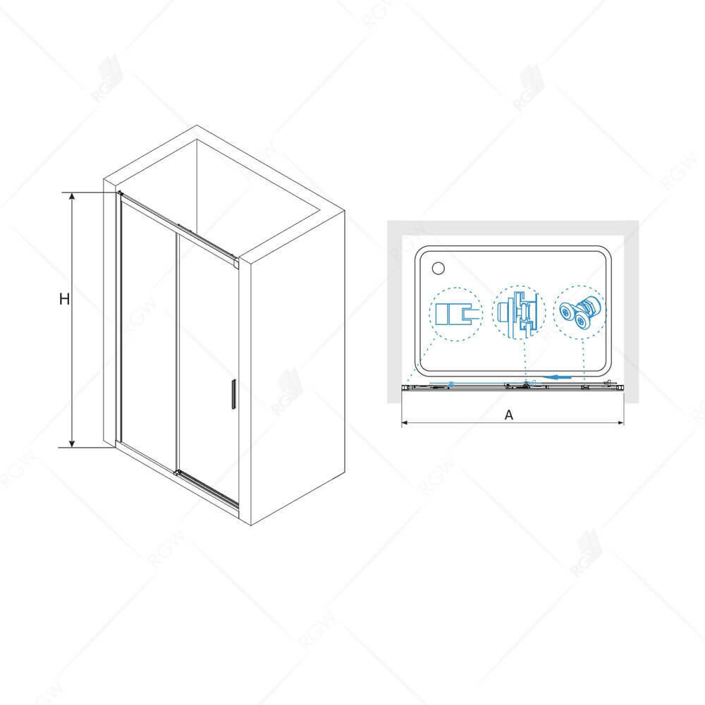 Душевая дверь RGW 190х195 см LE-12-B Чёрный, Прозрачное, 6 мм Easy Clean (34121219-14) - фотография № 4