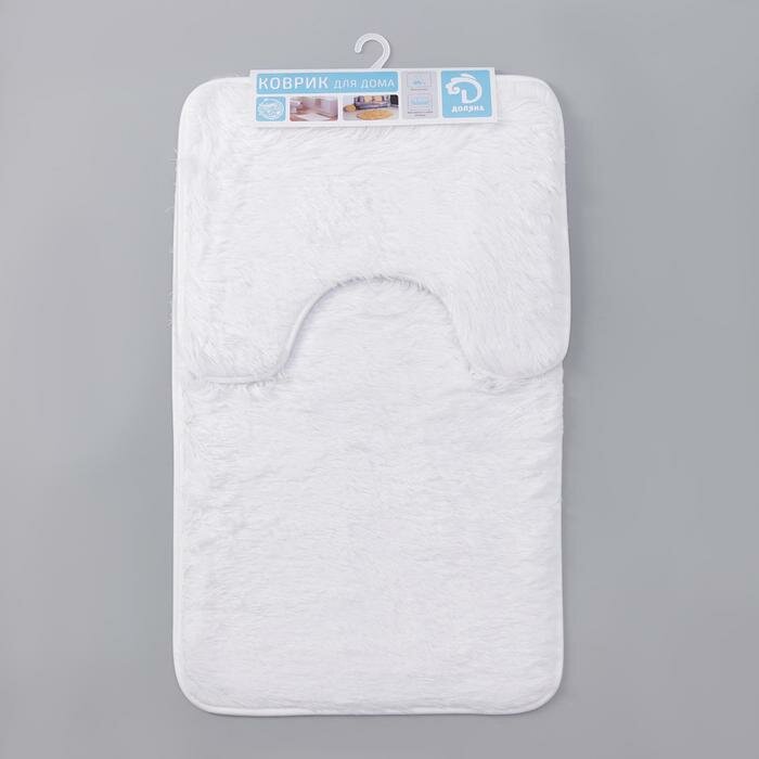 Набор ковриков для ванной и туалета Доляна «Пушистик», 2 шт: 40×50, 50×80 см, цвет белый - фотография № 5