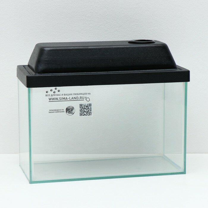 Пижон Аквариум прямоугольный с крышкой, 10 литров, 32 x 15 x 21/26 см, чёрный