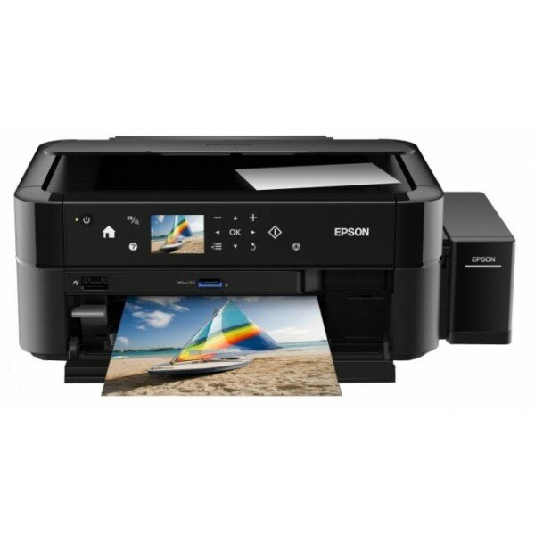 МФУ струйное Epson L850, 6-цветный струйный СНПЧ принтер/сканер/копир A4, 37 (38 цв) стр/мин, 5760x1440 dpi, подача: 100 лист., вывод: 50 лист., USB, картридер, печать фотографий, печать на CD/DVD, цветной ЖК-дисплей (старт.чернила - около 1800 фото форма