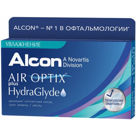 Контактные линзы ALCON AirOptix PLUS HydraGlyde (3 шт /-5.00 / 8.6 / 14.2)