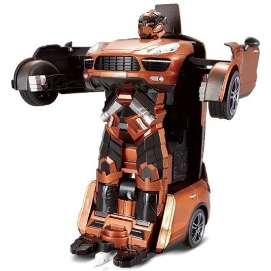 1toy T10859 Робот на р/у 2,4GHz, трансформирующийся в машину, 30 см, оранжевый - фото №1