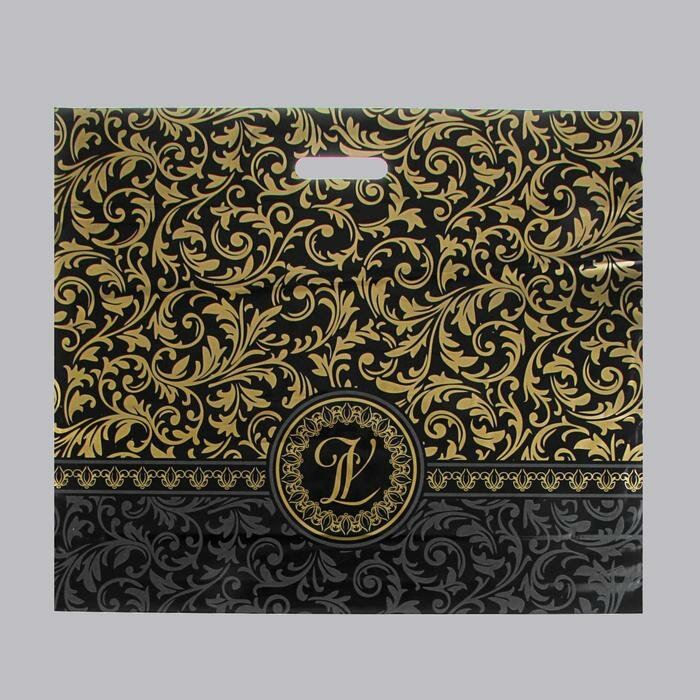 Пакет "Версаль" чёрный, полиэтиленовый с вырубной ручкой, 50 х 60 см, 70 мкм (50 шт)