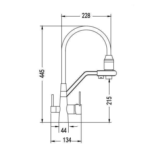Смеситель Rose R558L для кухонной мойки с гибким изливом и подключением к фильтру с питьевой водой - фотография № 2