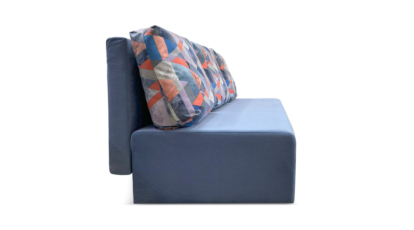 Прямой раскладной диван “Каир” 187х87х85 см, механизм еврокнижка, голубой велюр - фотография № 3