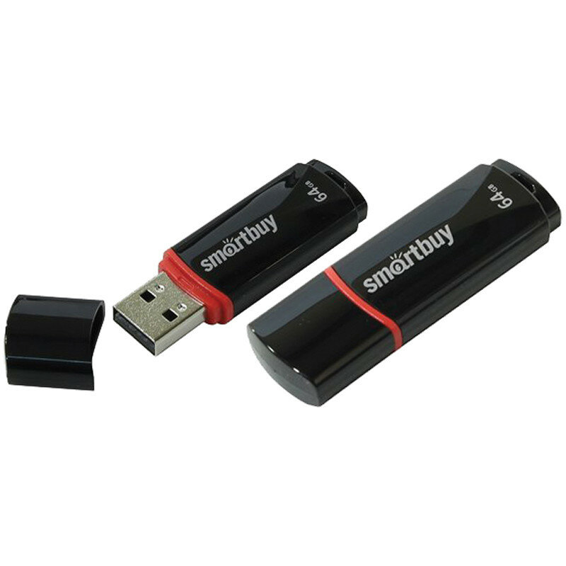 Память Smart Buy "Crown" 64GB, USB 2.0 Flash Drive, черный, 227880