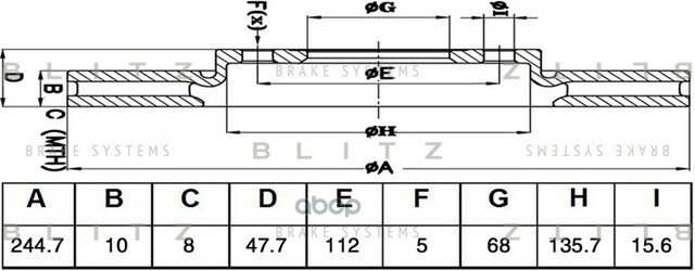 Диск Тормозной Задний Blitz арт. BS0490