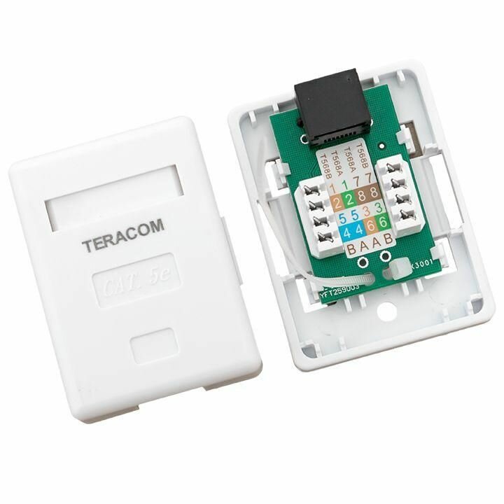 Розетка настенная TERACOM кат.5E неэкранированная 1 порт RJ-45 Dual IDC бел. EKF TRC-WBOX-1RJ45-5EUTP-WH - фотография № 7