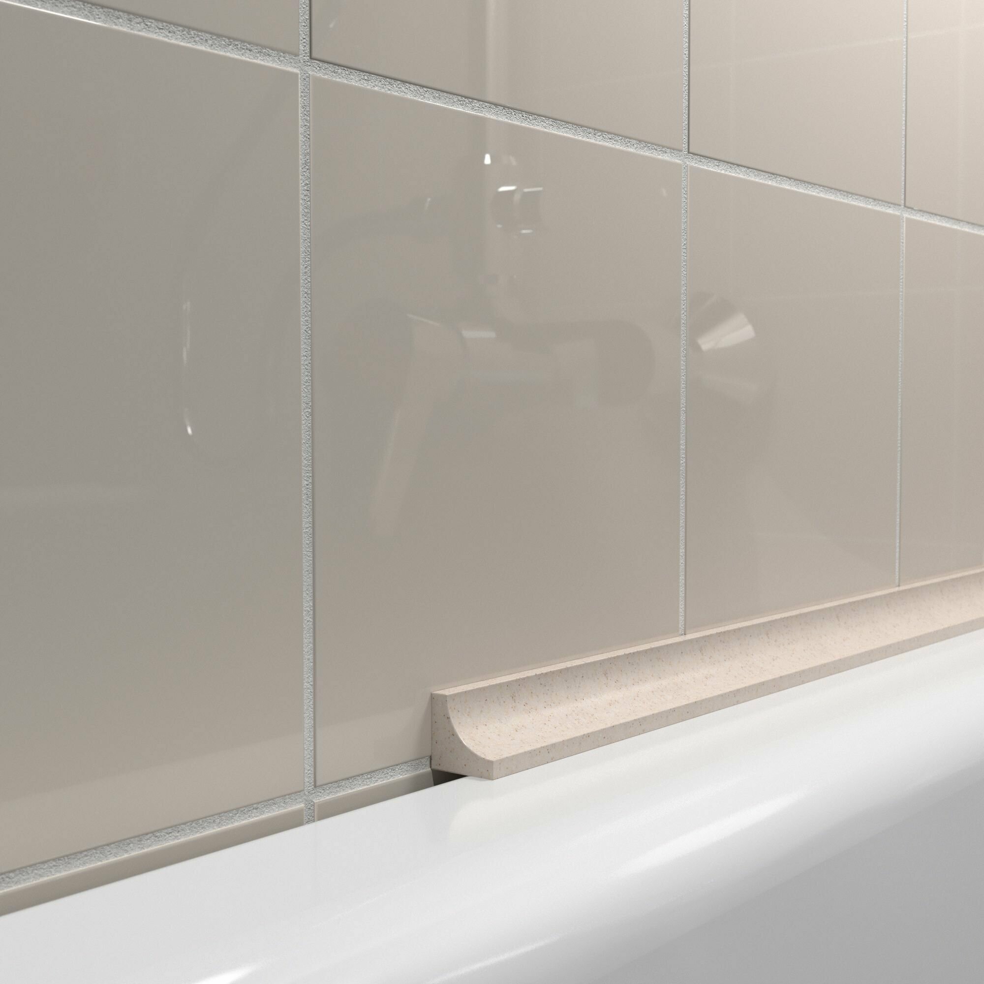 Акриловый плинтус бордюр для ванной BNV ГЛ12 180 сантиметров бежевый цвет глянцевая поверхность