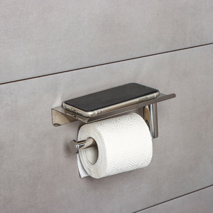 Держатель для туалетной бумаги с полочкой, 18×10×9 см - фотография № 3