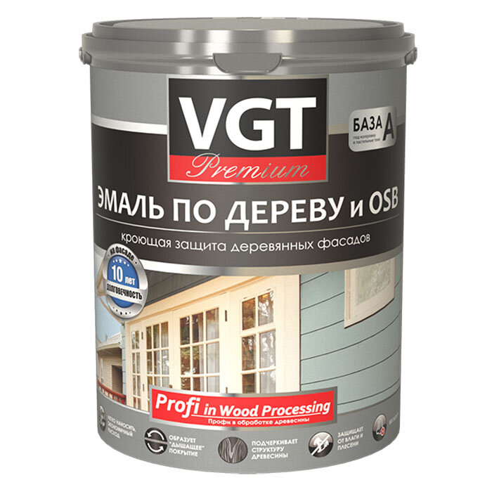 Эмаль акриловая (АК) VGT по дереву и OSB Premium полуматовая