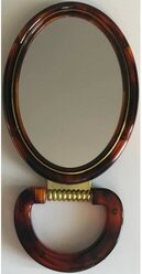 Зеркало овальное с увеличением, 2-стороннее, коричневое, 11х14 см