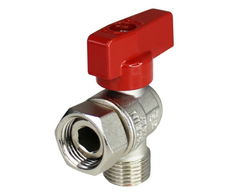 фото Кран шаровой, угловой, 3/4", 3/4", НВ, ручка-флажок красная, с НГ