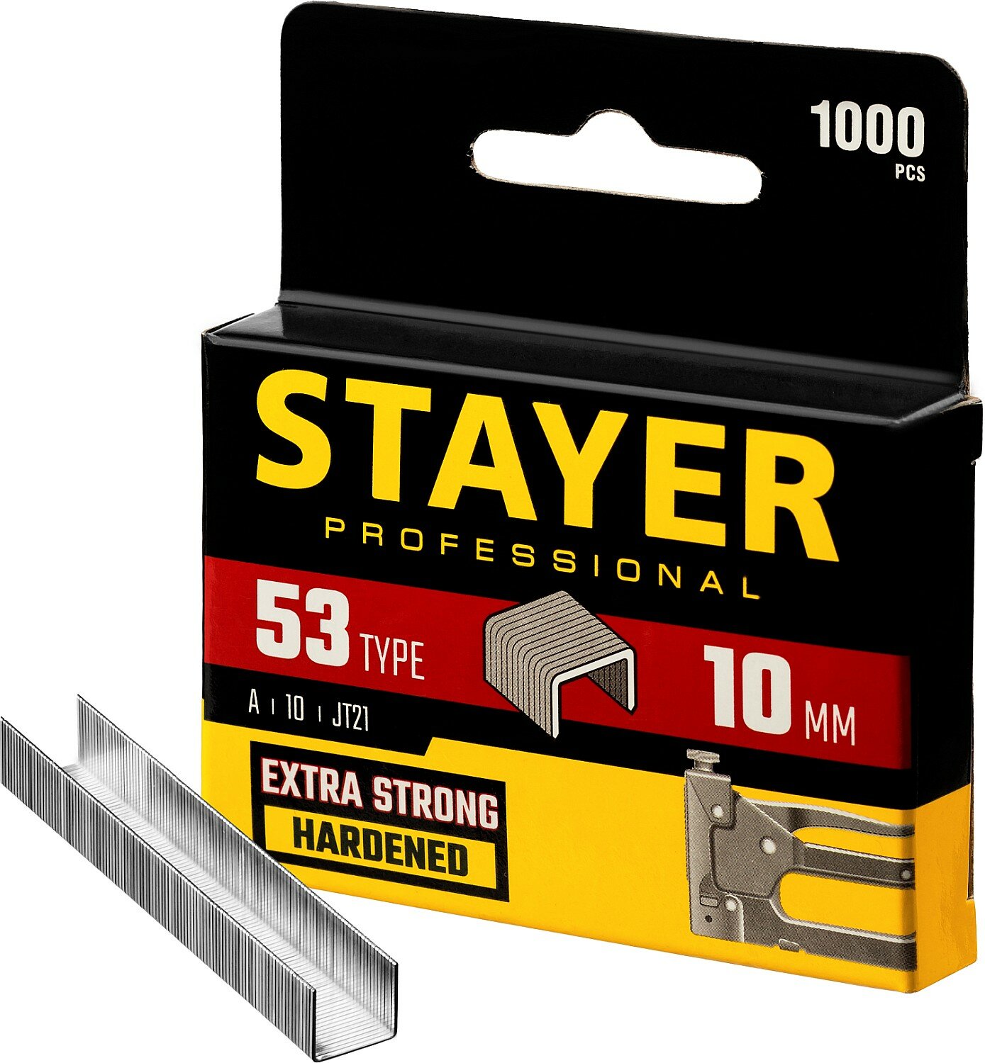 STAYER тип 53 (A/10/JT21) 10 мм 1000 шт калибр 23GA скобы для степлера (3159-10)