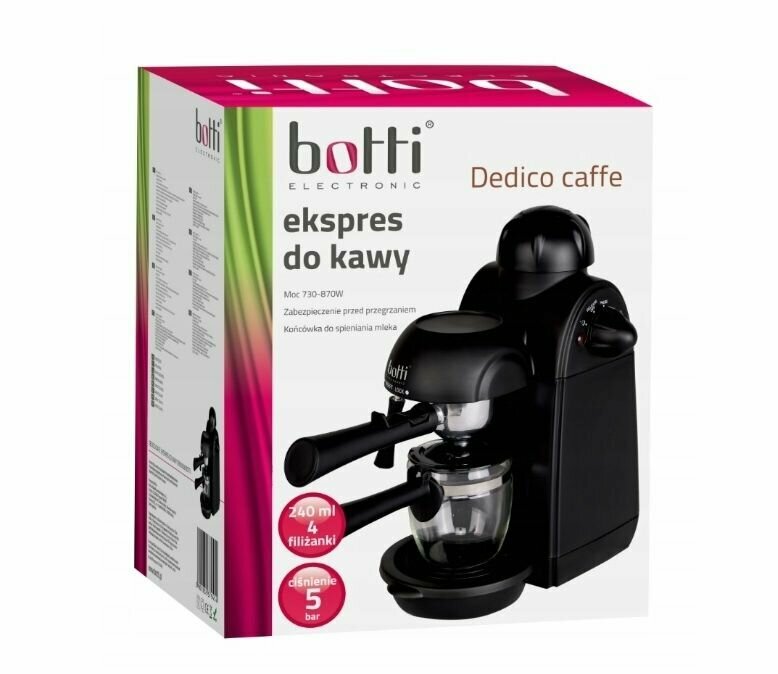 Кофемашина под давлением Botti Dedico Caffe 870 W черная - фотография № 9