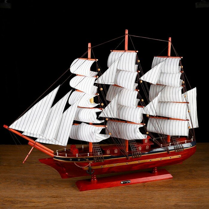 Корабль сувенирный большой «Гайрет», борта красное дерево, паруса белые, 82×13×62 см - фотография № 2