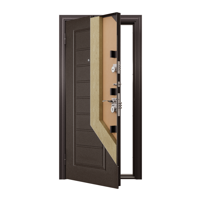 Дверь входная для квартиры Torex Flat M 950х2050 левый, тепло-шумоизоляция, антикоррозийная защита, замки 4-го и 2-го класса защиты, коричневый/белый - фотография № 5