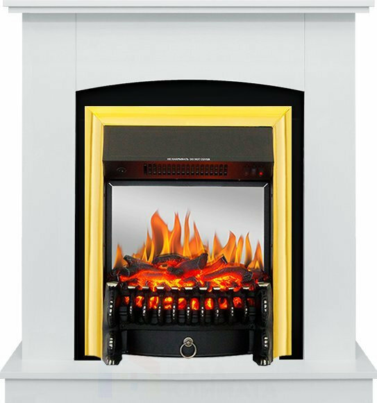 Каминокомплект Royal Flame Barcelona Белый c очагом Fobos FX M Brass, Серо-черный