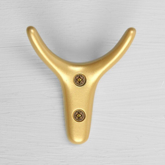 Крючок мебельный CAPPIO YAK, двухрожковый, цвет матовое золото - фотография № 3