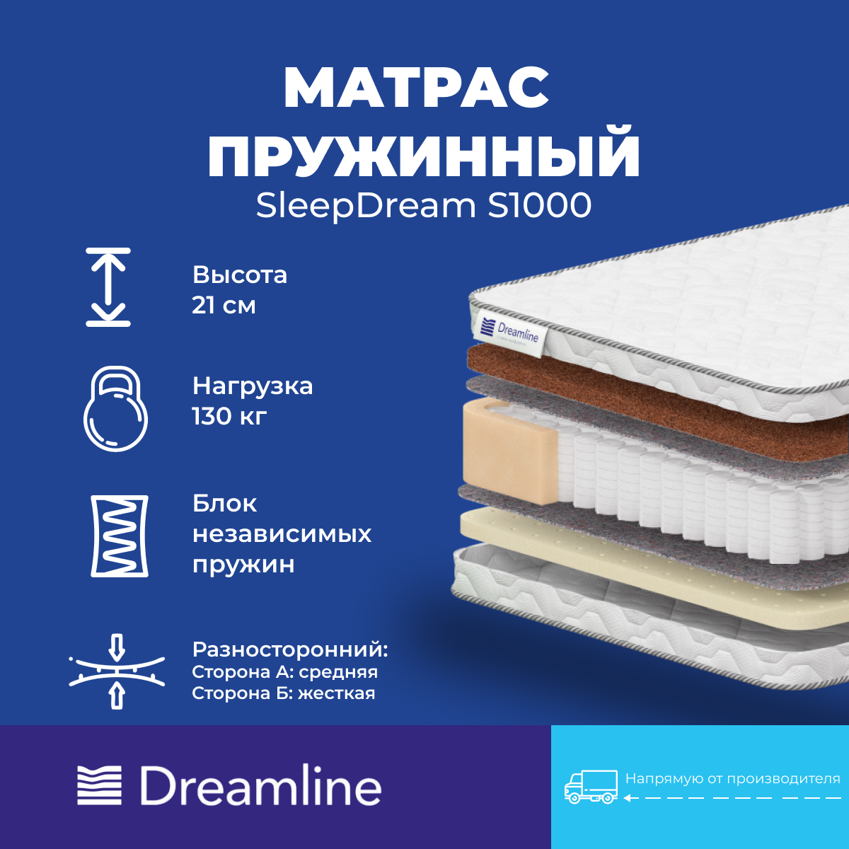 Матрас Дримлайн SleepDream S-1000 75х185х21