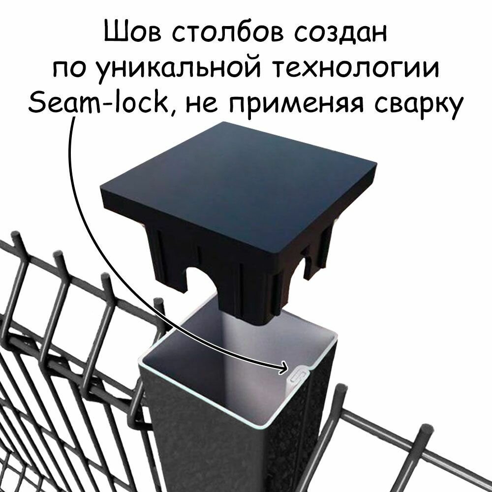 Комплект ограждения Medium на 10 метров RAL 7024, (панель высотой 2,03 м, столб 62 х 55 х 1,4 х 2500 мм, крепление скоба и винт М6 х 85) забор из сетки 3D серый - фотография № 6