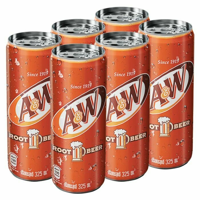 Газированный напиток A&W Root Beer (безалкогольное корневое пиво) (Таиланд), 325 мл (6 шт) - фотография № 1