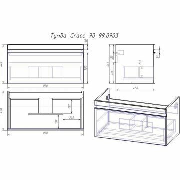 Тумба Dreja.eco Grace 90 белый лак 1 ящик (99.0903) - фотография № 3