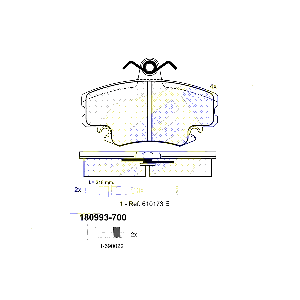 ICER 180993-700 (6000008126 / 6025070807 / 7701201669) колодки дисковые передние\ Renault (Рено) Clio (Клио) 91 / r19