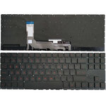 Клавиатура для ноутбука HP Omen 15-en, 15t-en, 15-ek, 15t-ek черная с подсветкой, красные символы, английская раскладка - изображение
