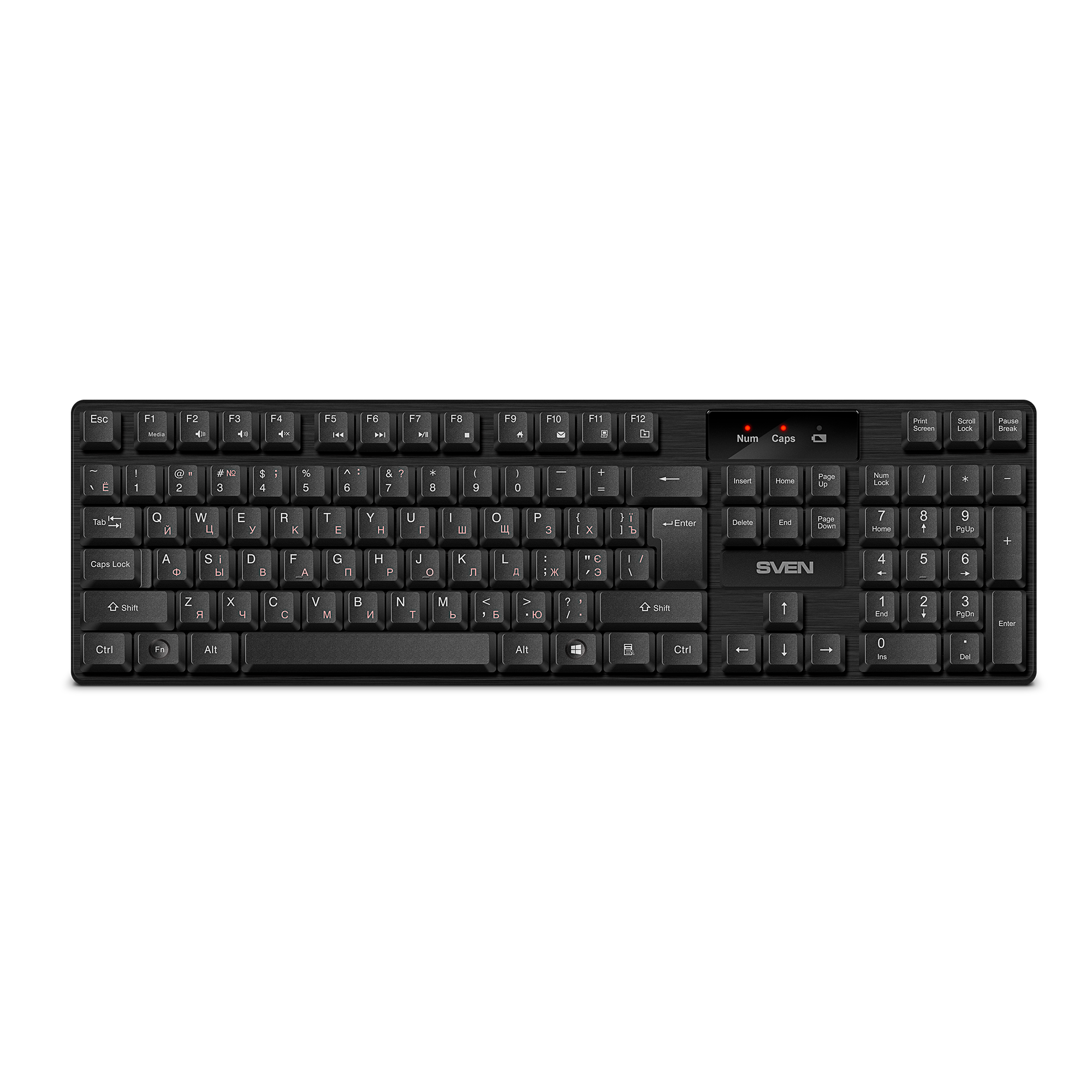 Sven KB-C2300W Беспроводная клавиатура чёрная (2.4 Ггц, USB, 104 кл, 2 х АА)