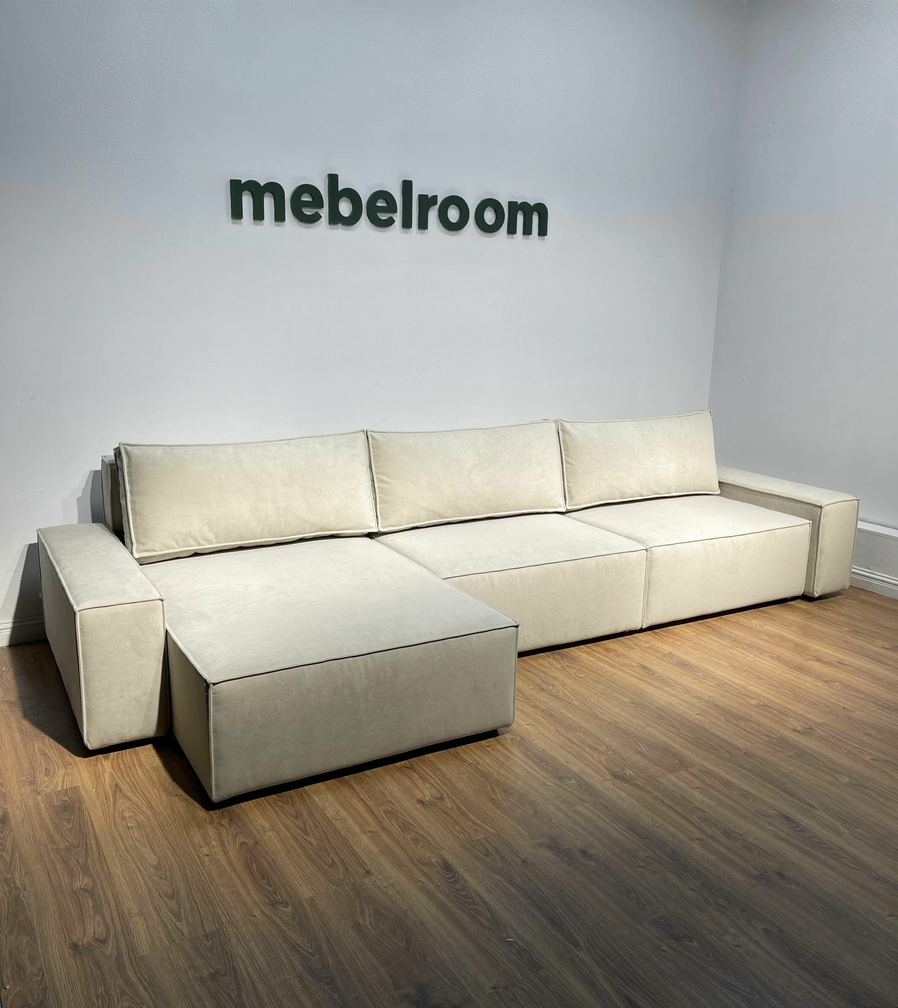Диван кровать, бежевый, угловой, еврокнижка, 350х160х80 см, mebelroom - фотография № 1