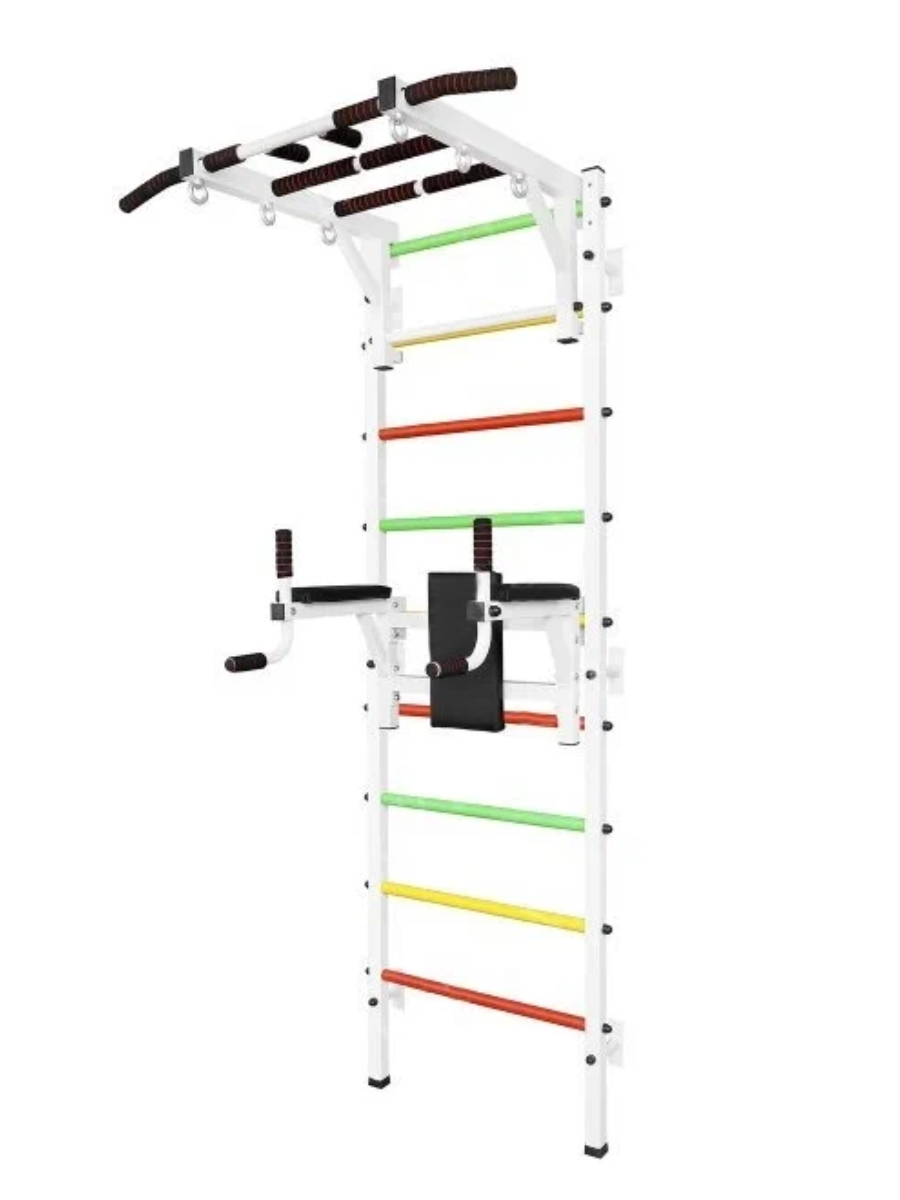 Шведская стенка с турником Рукоход, брусьями и тренажером для пресса Аризона-46 Белая