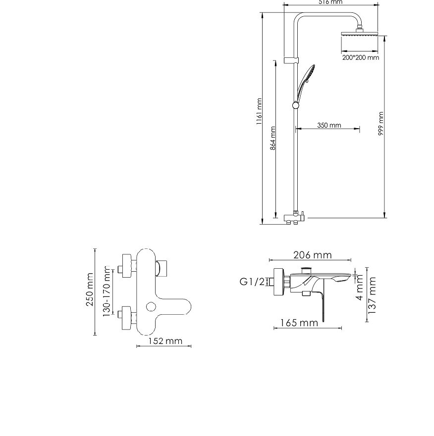 Душевая система WasserKRAFT Dinkel (A580117) с изливом для ванны - фотография № 2