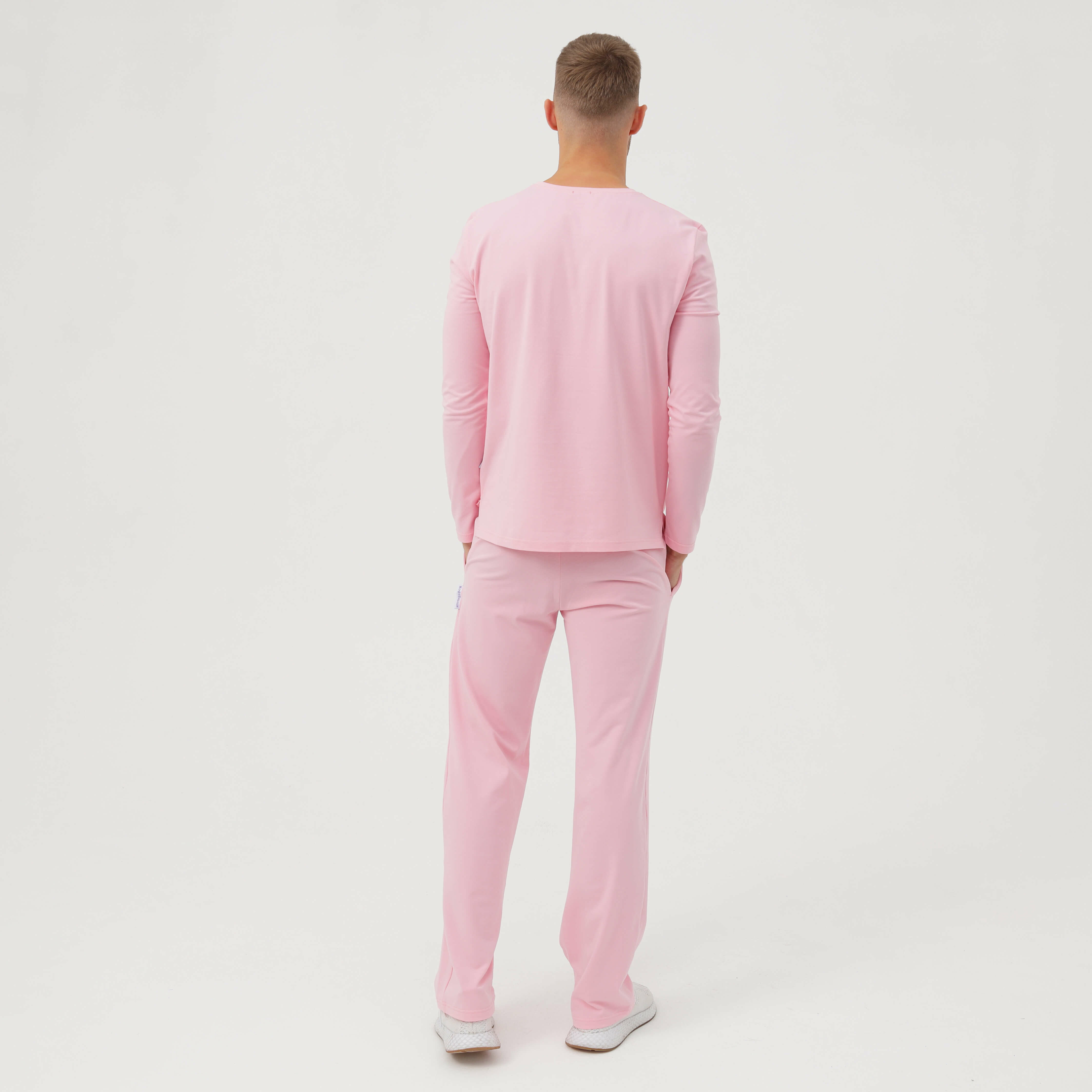 Розовая мужская пижама со штанами «Альба и Гриша» на размер XS (42) - фотография № 4