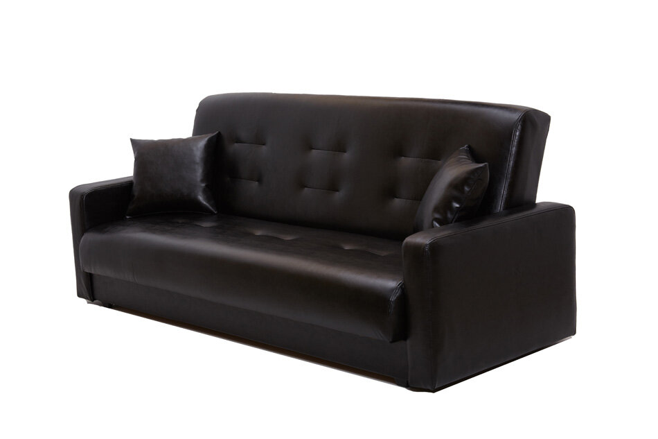 фото Диван Аккорд 90х160 черный Экокожа ППУ