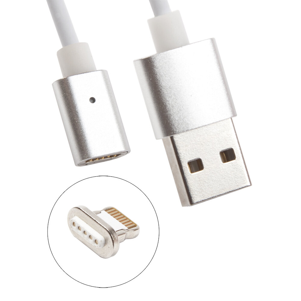 фото USB Дата-кабель Magnetic Cable Charge&Sync для Apple 8 pin магнитный, белый, коробка