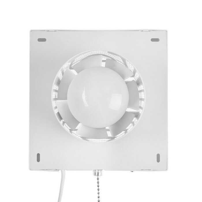Вентилятор вытяжной ZEIN LOF-03, d=100 мм, 220 В, 15 Вт, сетка, шнурковый выключатель, белый - фотография № 6
