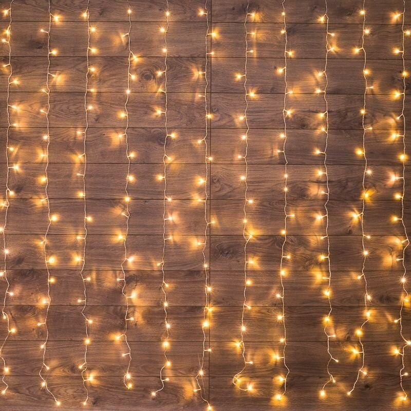Гирлянда светодиодная «Светодиодный Дождь» 1.5х1.5м 144LED тепл. бел. 12Вт 220-240В IP20 свечение с динамикой с контроллером провод прозр. Neon-Night