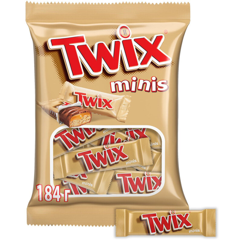 Шоколадный батончик Twix мини 184г - фотография № 2