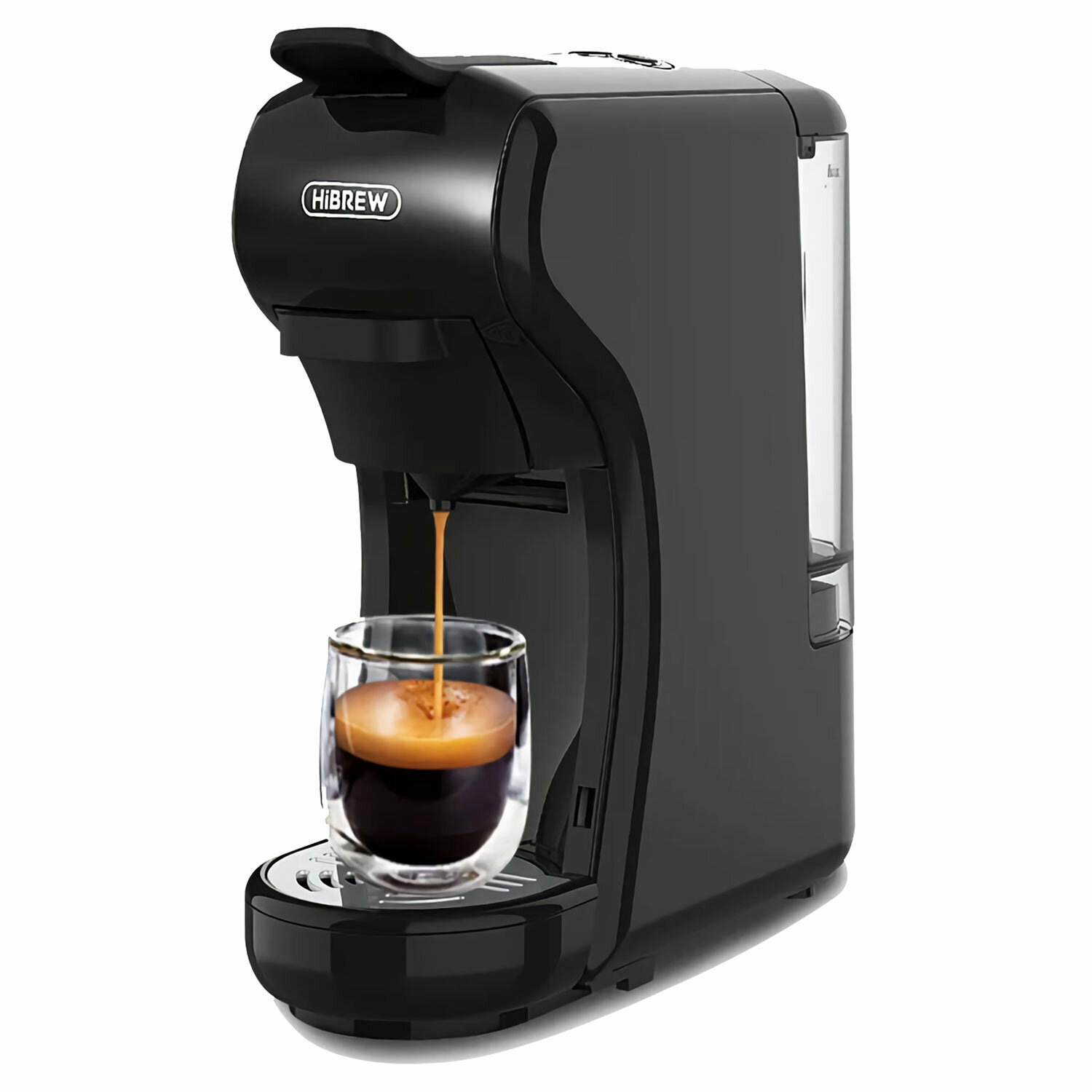 Кофемашина капсульная 4 в 1 NESPRESSO/DOLCEGUSTO/чалды/молотый HIBREW H1A, 1450 Вт, объем 0,7 л, черная - фотография № 1