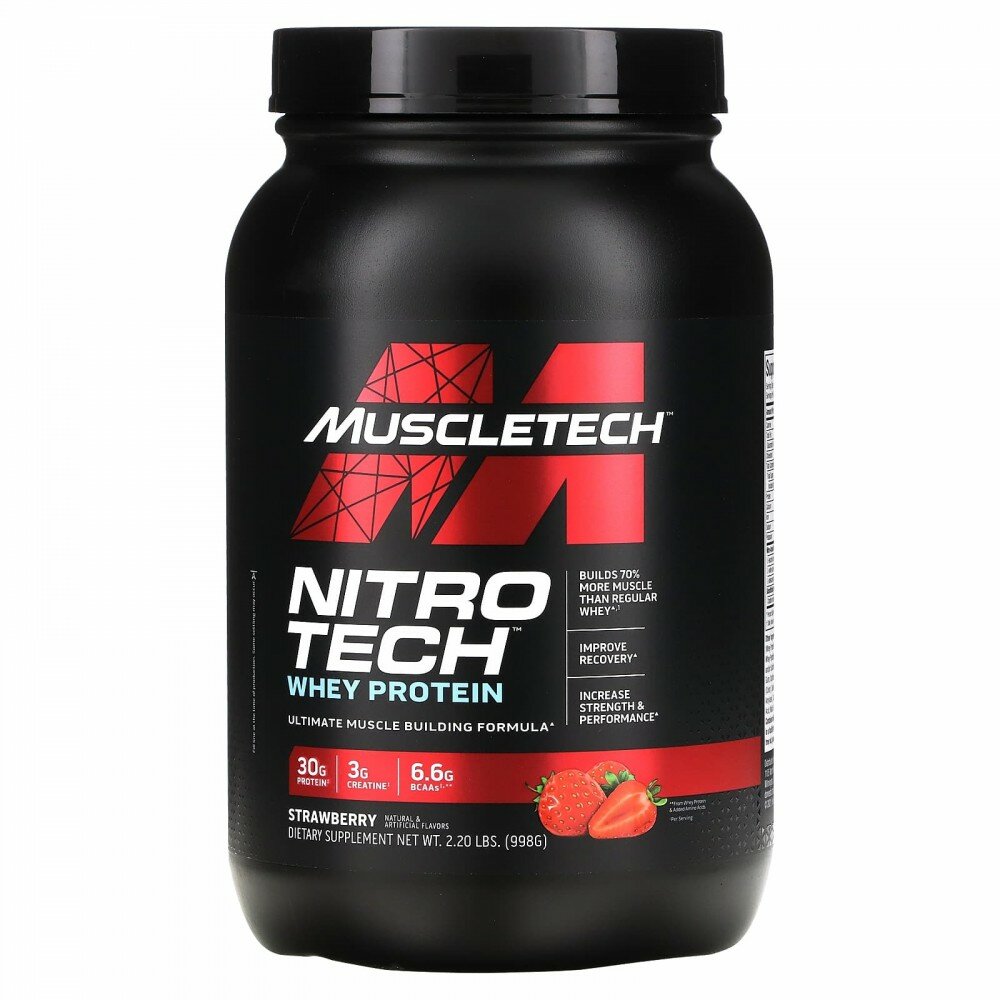 Muscletech, Nitro-Tech, Whey Protein, Strawberry, 2.2 lbs (998 g)