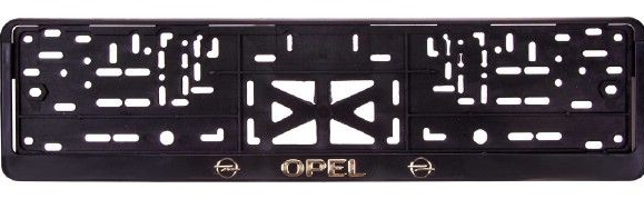 Рамка под номер пластмассовая с защелкой золото Opel рельеф.