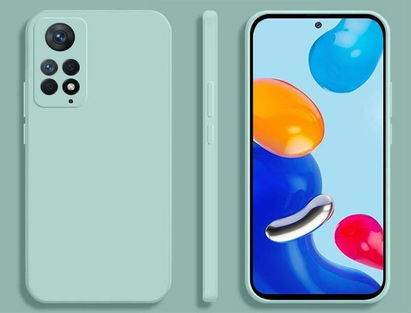 Чехол для смартфона Xiaomi Redmi note 11 4G / 11S (Сяоми Редми Ксиаоми) тонкий матовый силиконовый с защитой модуля камер накладка для телефона, голубой