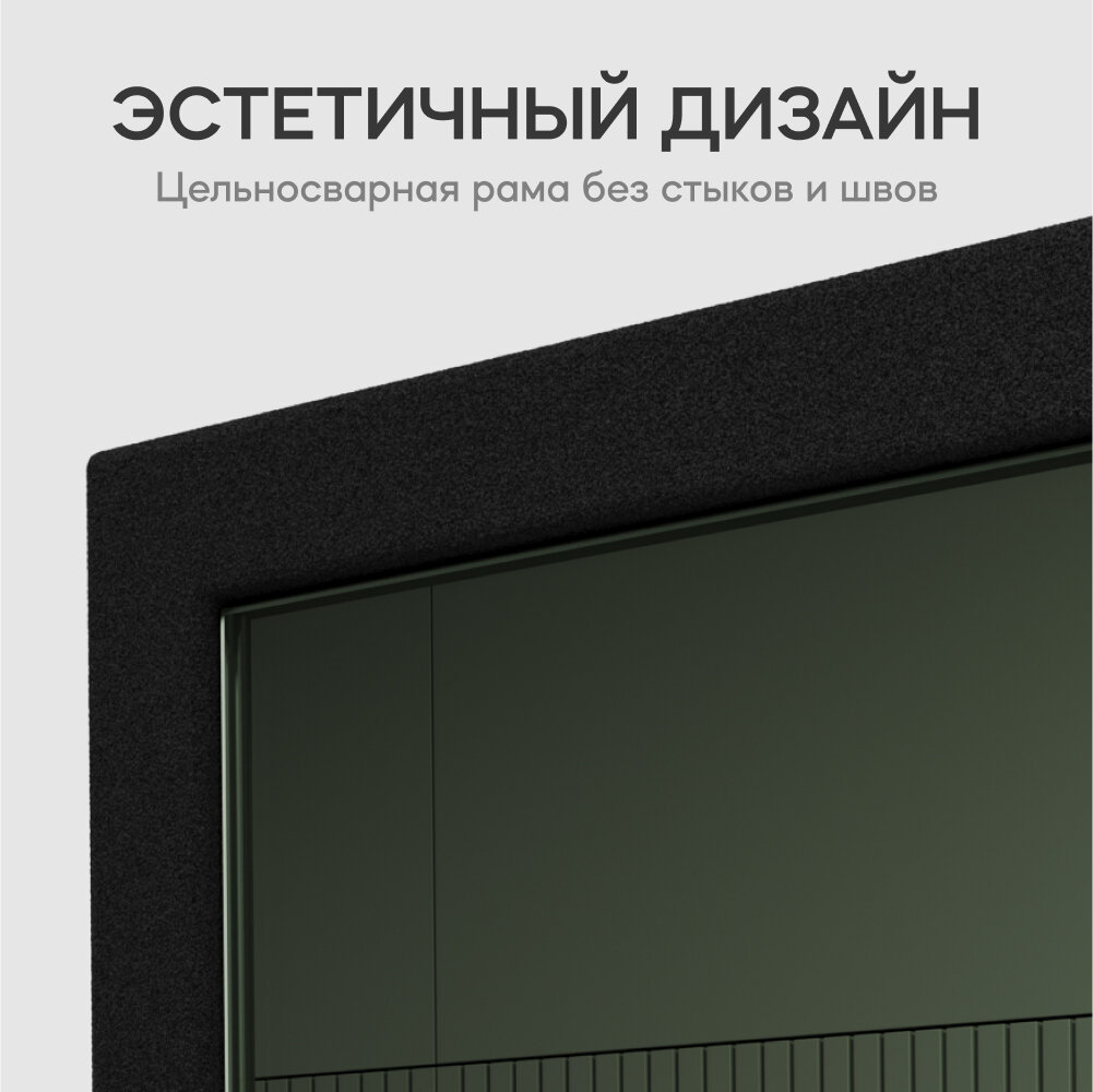 GENGLASS Зеркало настенное прямоугольное в полный рост HALFEO Black XL 200x100 см, дизайнерское большое в черной металлической раме - фотография № 4