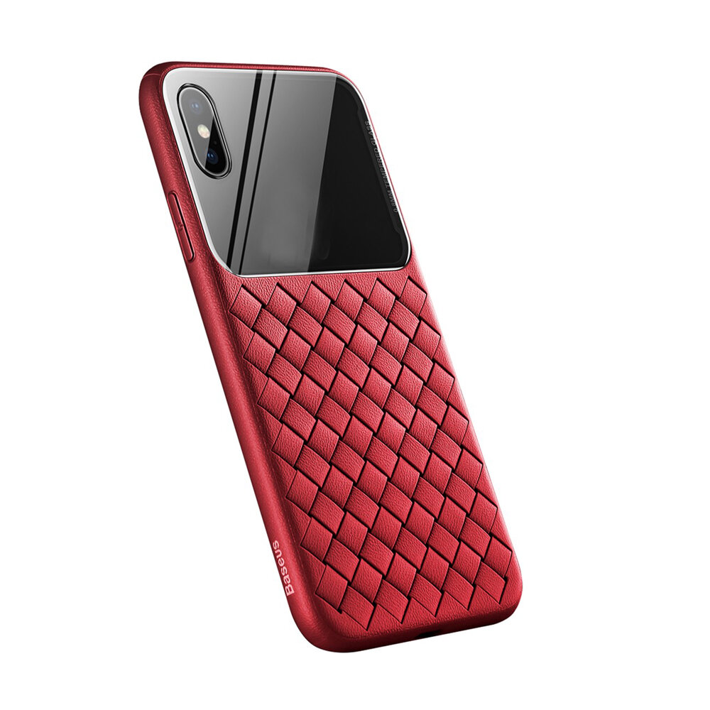 Чехол силиконовый Baseus для APPLE iPhone XS MAX, Glass & Weaving, тонкий, непрозрачный, матовый, цвет: красный