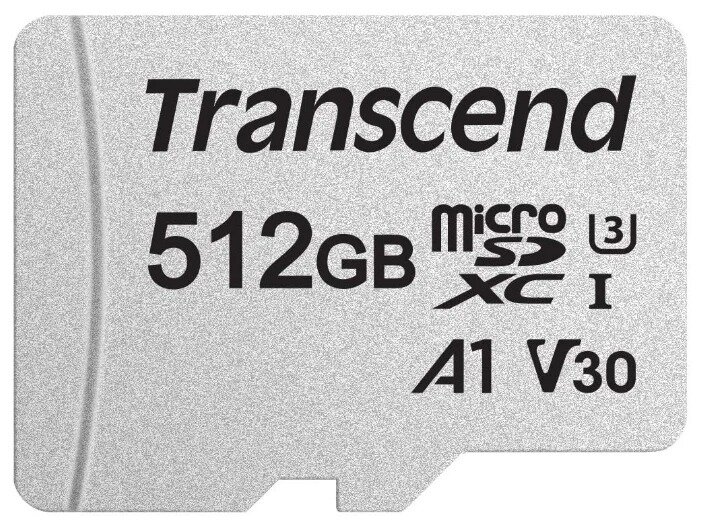 Карта памяти TRANSCEND microSDXC 300S Class 10 U3 A1 V30 512GB + SD adapter (TS512GUSD3