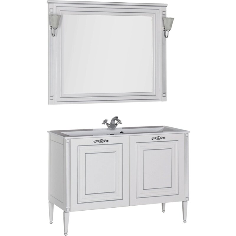Комплект мебели для ванной Aquanet Паола 120 182131 Белый Серебро - фотография № 5