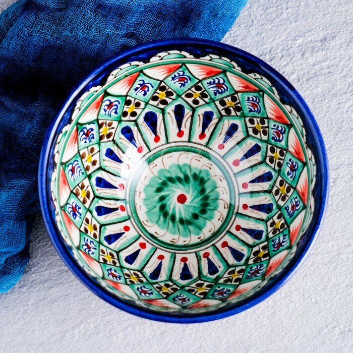 Коса Риштанская Керамика "Цветы" 15 см, малая, синяя - фотография № 2