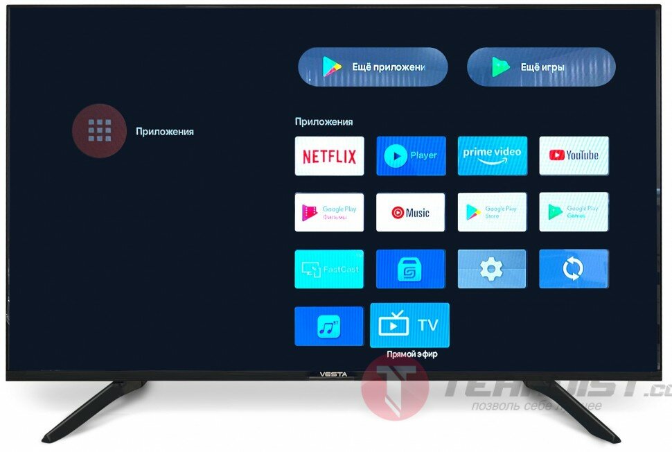 Телевизор VESTA TV LED 43V3400 черный SMART TV 43"